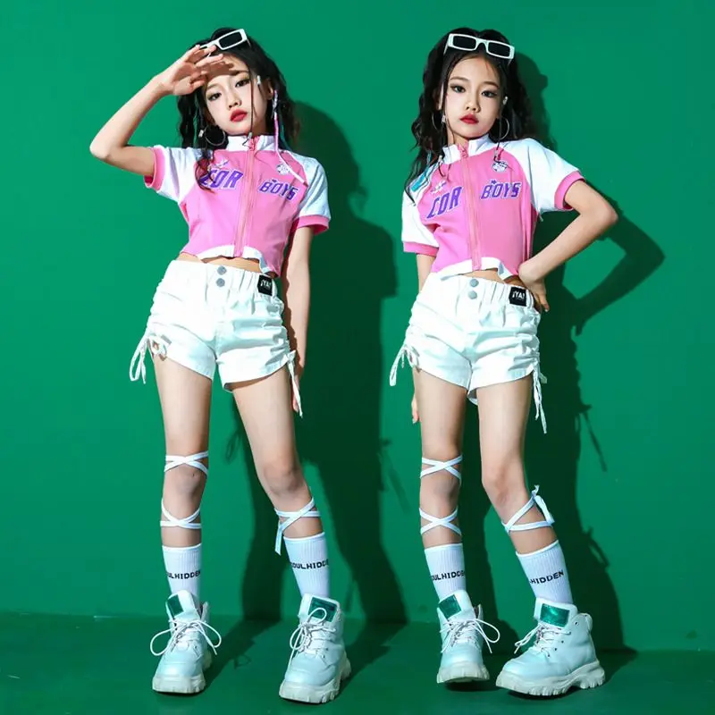 Girls Crop Top Cargo Pants Street Dancing Clothes for Teenage Ballroom Hip Hop Clothing  Children Jazz Street Dance Costumes image 2