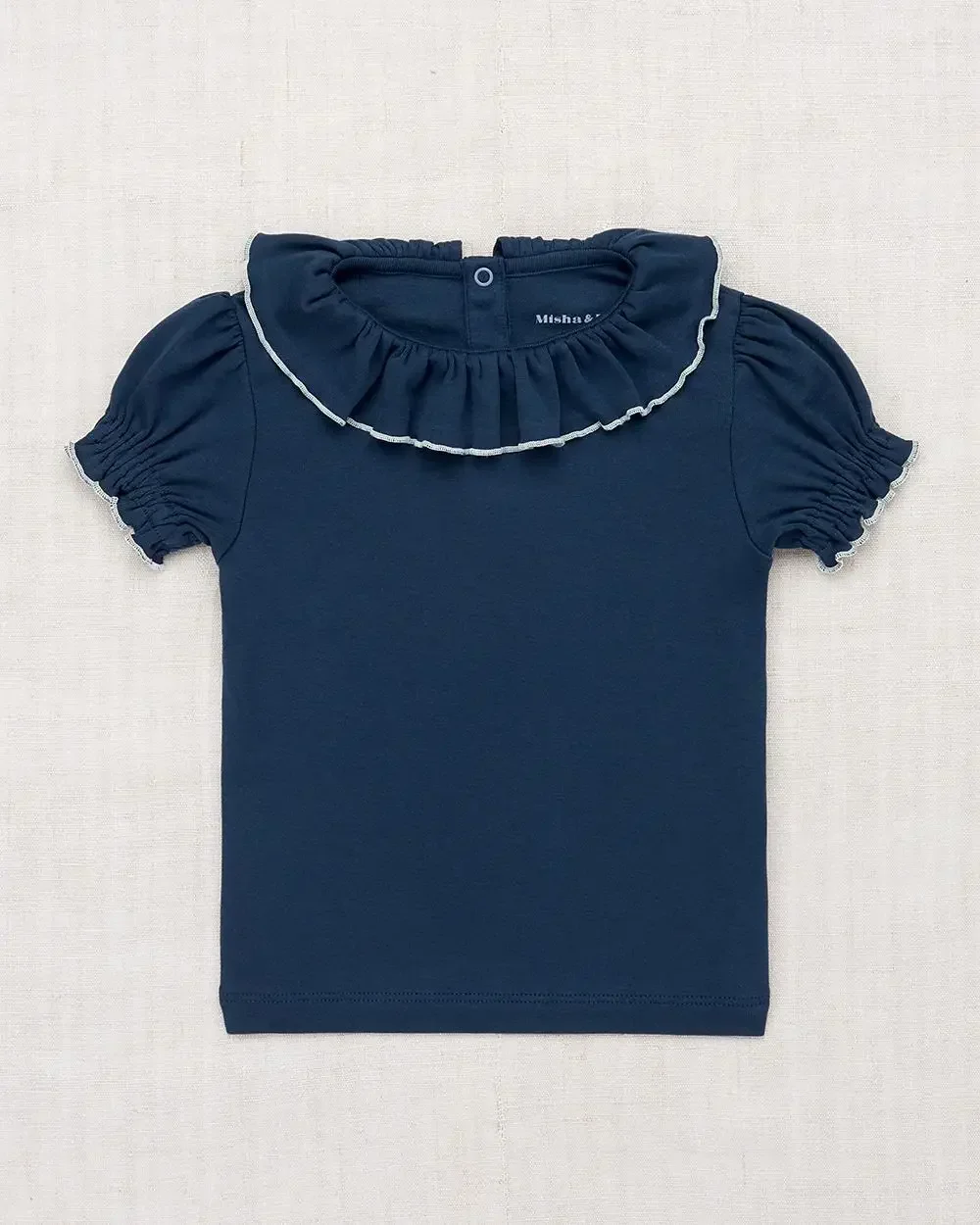 Children's Cotton T-shirt 24MP Summer Bow Lapel Top Boys Girls Pure Cotton Home Short-sleeved T-shirt Kids Clothes