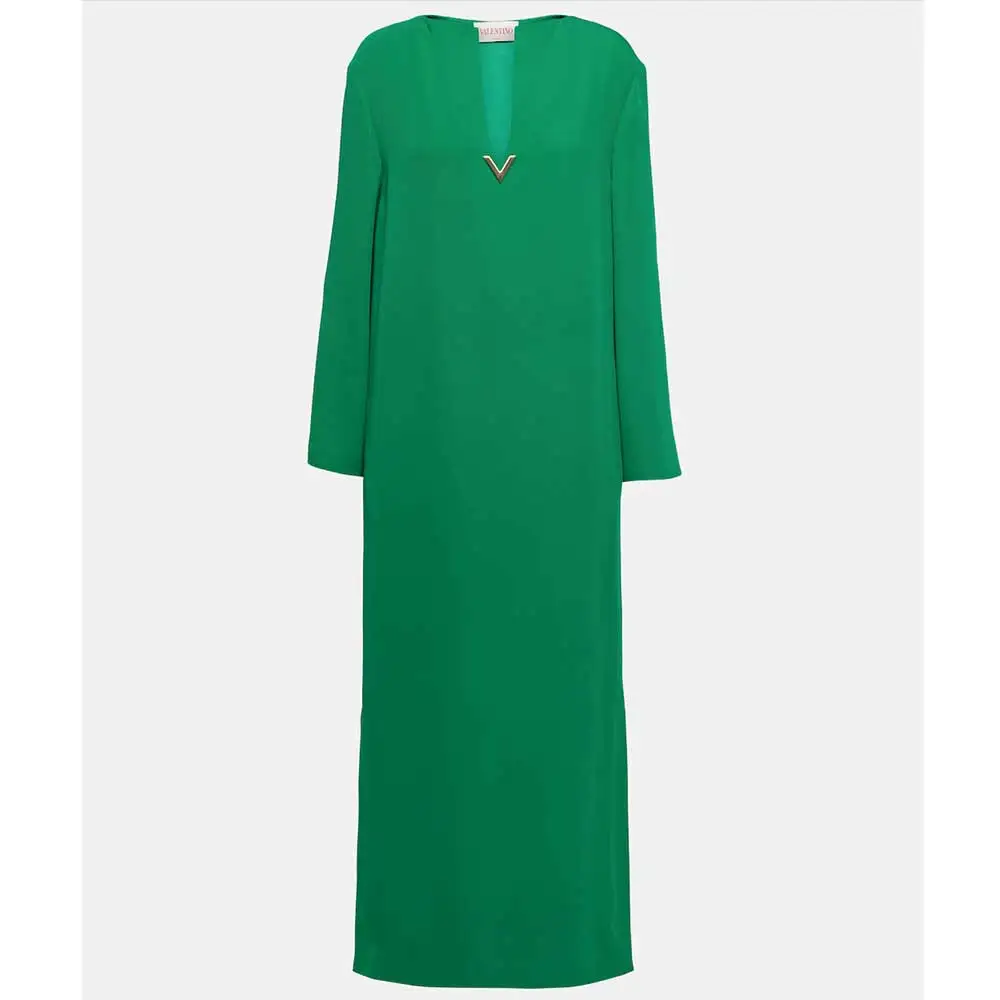 YUMDI-vestido de noche verde con mangas rotativas dobles para mujer, vestido recto informal, estilo de piso, Dubai, temperamento de lujo