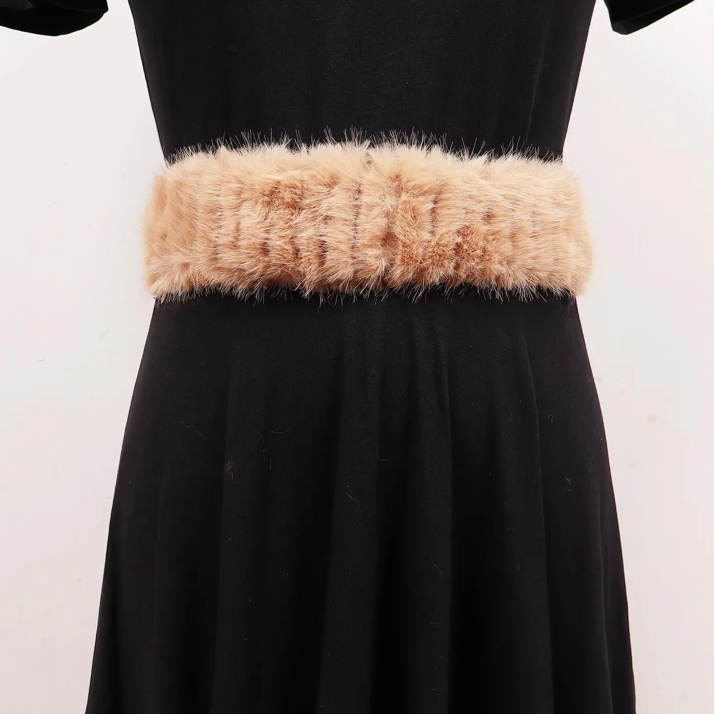 여성용 인조 모피 탄성 허리띠 여성 드레스 코르셋 허리띠 장식 와이드 벨트 R3105