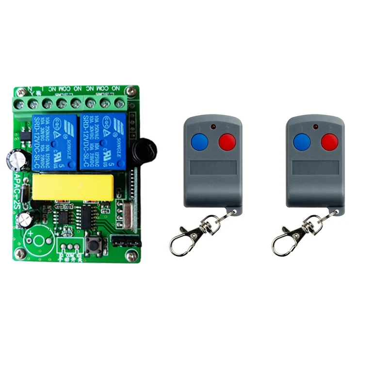 433Mhz RF Remote Control Circuit Universal Wireless Switch AC 110V 220V 2CH rf Relay Receiver and Keyfob Transmitter for Garage