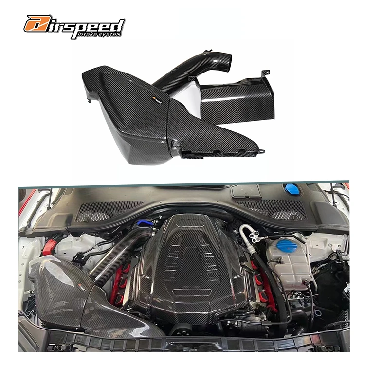 

Airspeed Brand Neat and Clear Surface Texture 100% Dry Carbon Fiber Cold Air Intake System For AUDI A6 A7 C7 3.0T