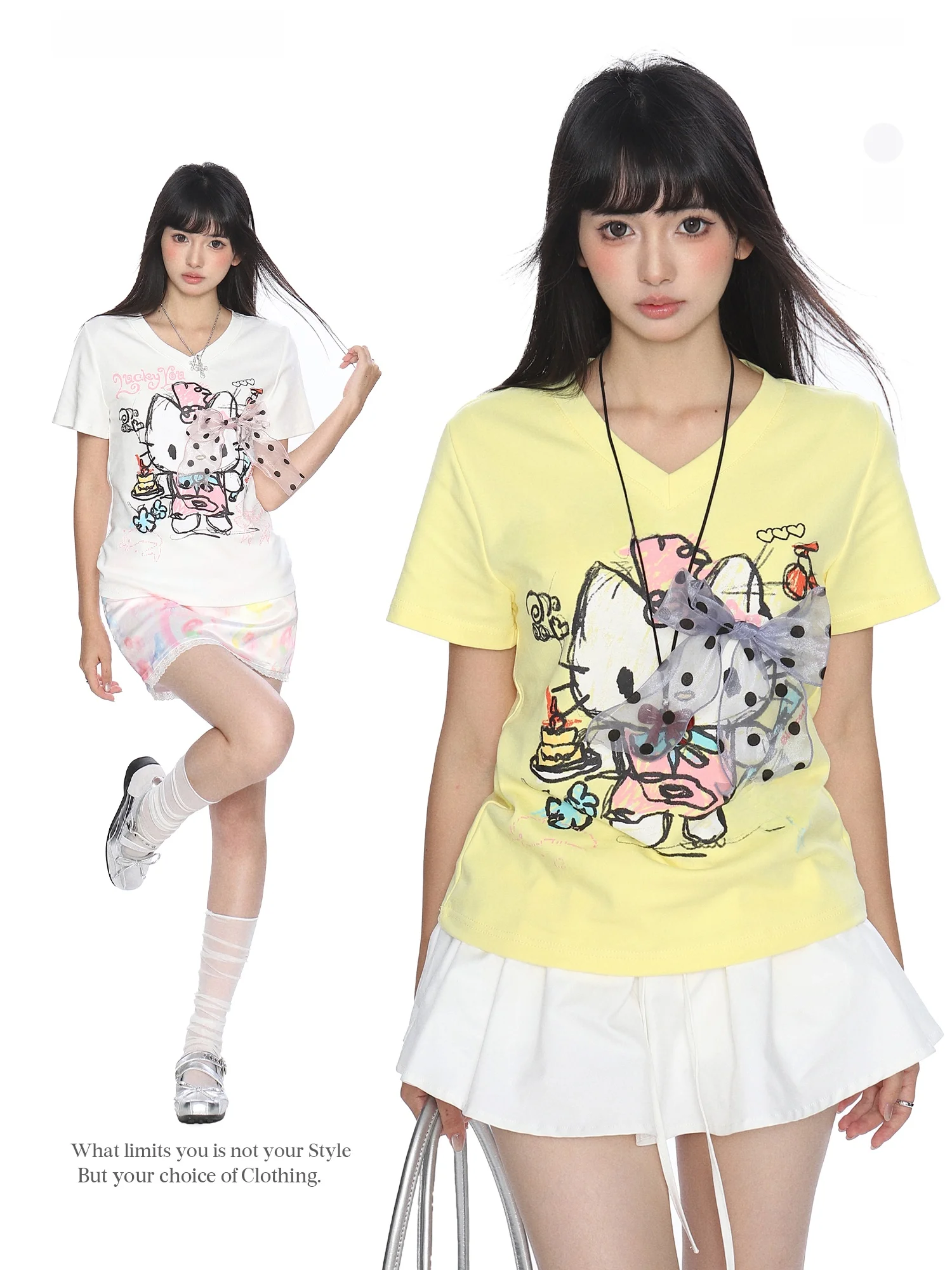 

Hand-Dn fiti Kit ort Sve T-irt Women's Summer Slim Fit oulder Length Top Knot Creative Print