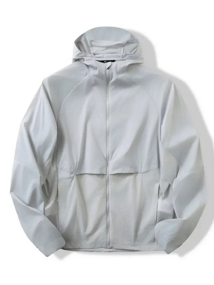 

Summer New Lightweight Qui Dry Outdoor Sports Waterproof Hat Jaet Men Casual Loose Fit Sun Protection Outerwear Coat