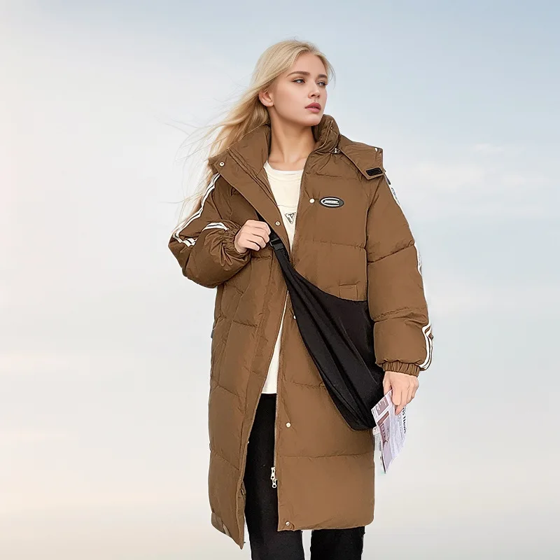 

Женская зимняя куртка-парка с цветными блоками, однобортная стеганая куртка с капюшоном на липучке для женщин, длинный женский топ выше колена