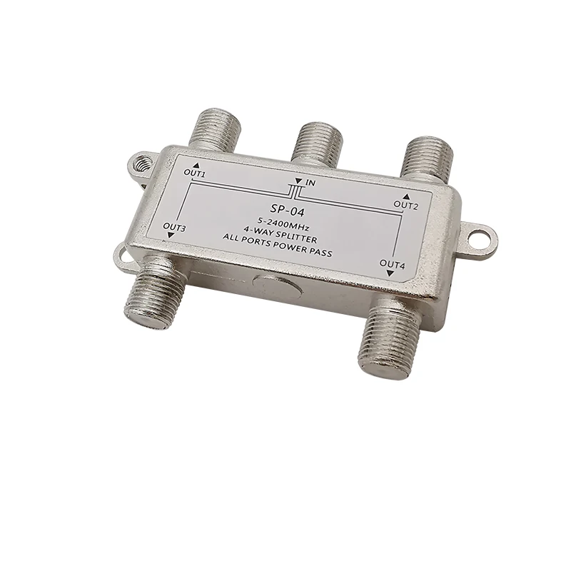 1Pcs SP-04 F-type Female Jack Splitter 4 Ways Conenctor 5-2400 MHz TV Antenna Coax Cable Signal Branch Distributor Splitter