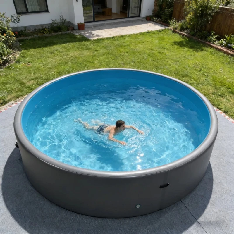 Durable Drop-Slot, Inflatable Swimming Pool Commercial Large Round Above-Ground Pool with Electric Pump