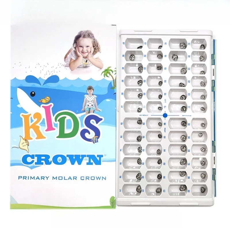 48Pcs/Box Dental Crown for Teeth, Preformed Metal Crown, Primary Molar Kids Crowns, Stainless Steel Temporary Crowns