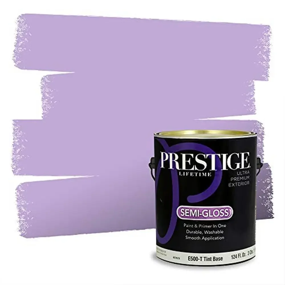 Exterior Paint Primer 1-Gallon Semi-Gloss Behr Purple Gladiola High Hiding Acrylic Latex Low VOC Soap Water Clean-Up Smooth