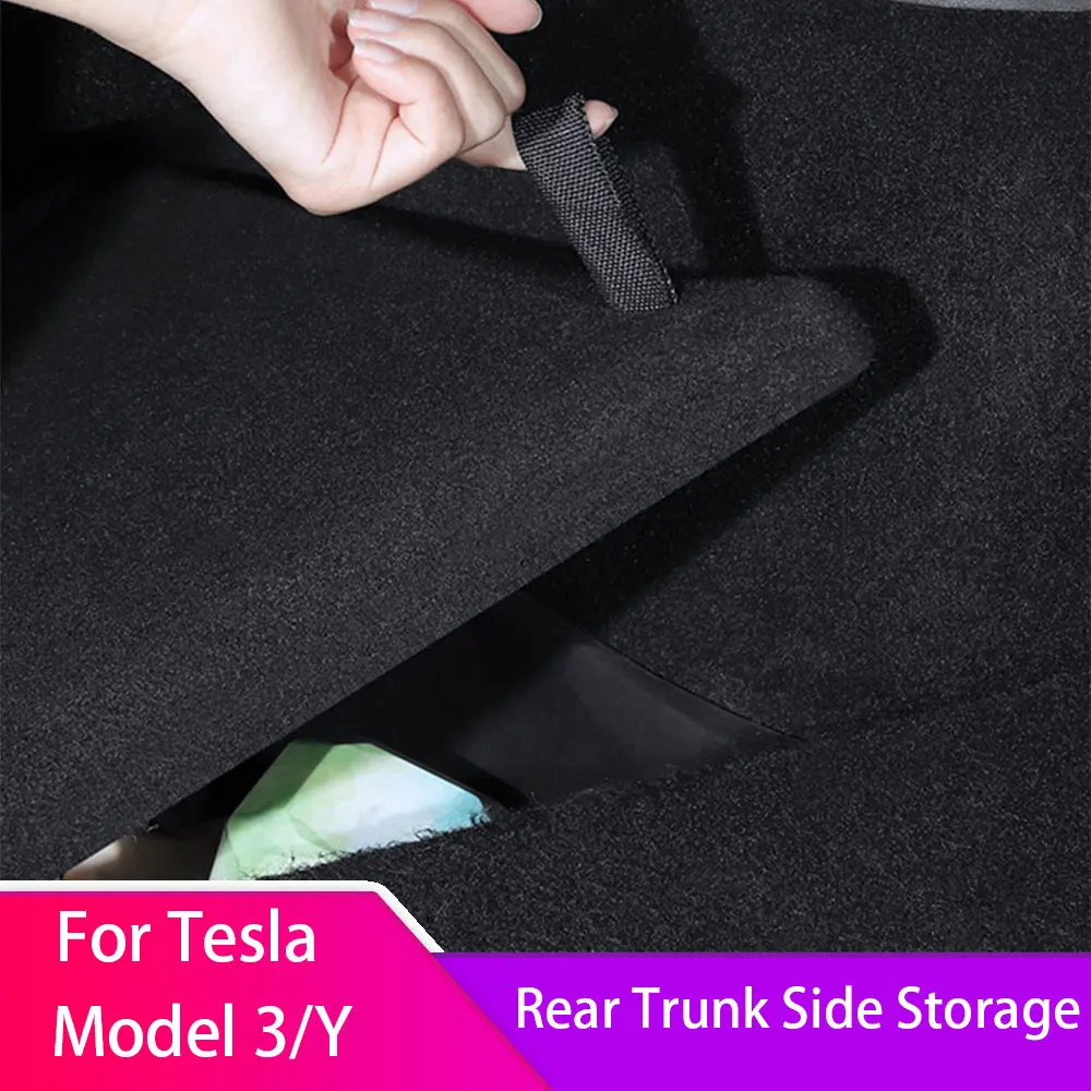 Rear Trunk Side Storage Box For Tesla Model 3 Model Y Partition Board Left Storage Box Accessories