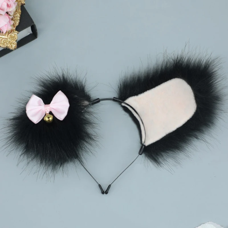 Ręcznie Robione Rekwizyty Cosplay na Halloween Anime Puszyste Słodkie Uszy Lisia Kota Wilka Opaska na Głowę Ogon Psa Lolita Impreza Pokaz Comic-Con Cosplay