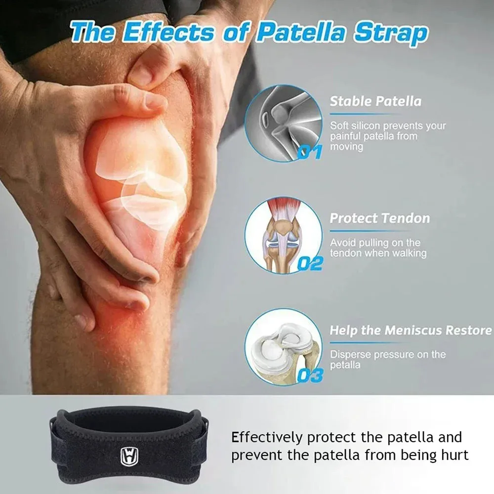 Patella Knee Strap Support Brace Adjustable Compression Band for Running Basketball Shock Absorbing Pad Sport Knee Protection