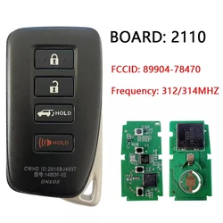 CN 052020   Nieoryginalny 4-przyciskowy inteligentny klucz do Lexus NX300 NX300H 2015-2019 Pilot z PN 89904-78470 FCC HYQ14FBA AG BOARD 2110