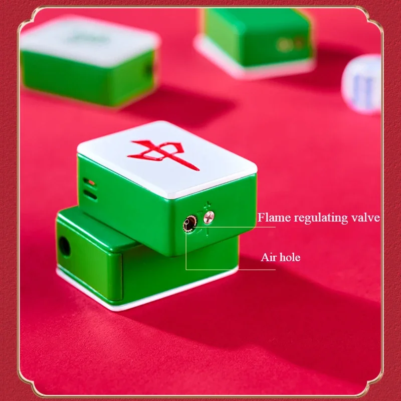 New Style Mahjong Lighter Inflatable Exquisite Small Mahjong Open Flame Lighter Mini Fun Ornaments