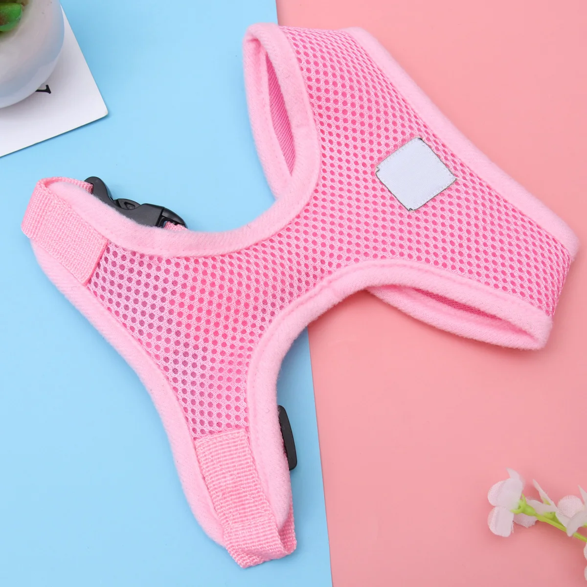 

Dog Harness Pet Chest Carrier Pink Mesh Adjustable Quick Release Buckle D Ring Puppy Jacket Small Size Comfortable
