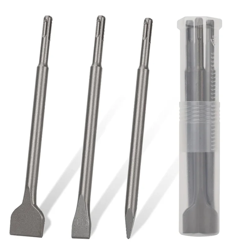 

ABGR-SDS-Plus Chisel Set For Rotary Hammer Drills, 3PC Masonry Concrete Drill Bit Set, Point Flat Scaling Chisels
