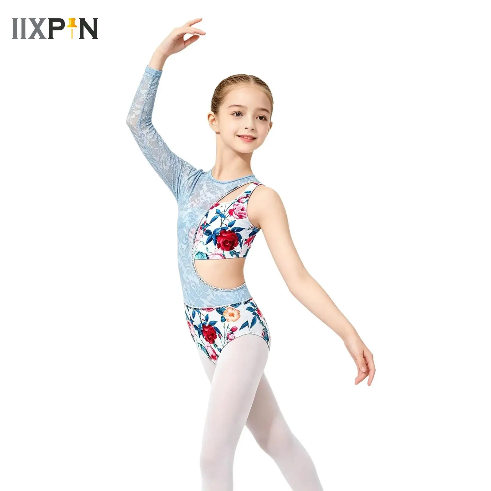 

Girls Shiny Rhinestones Gymnastics Leotard One Shoulder Sleeveless Unitard+Vest Tops for Ballet Dance Figure Skating Acrobatics