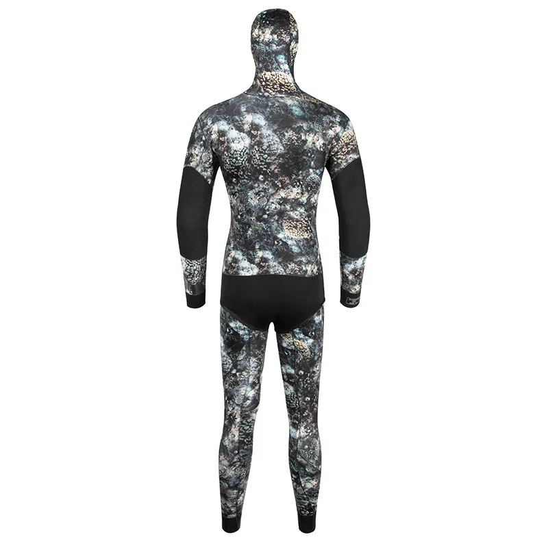 Two Pieces Warm Scuba 3MM/5MM/7MM Wetsuit With Hood Men Neoprene Underwater Hunting Surfing Spearfishing Snorkeling Diving Suit