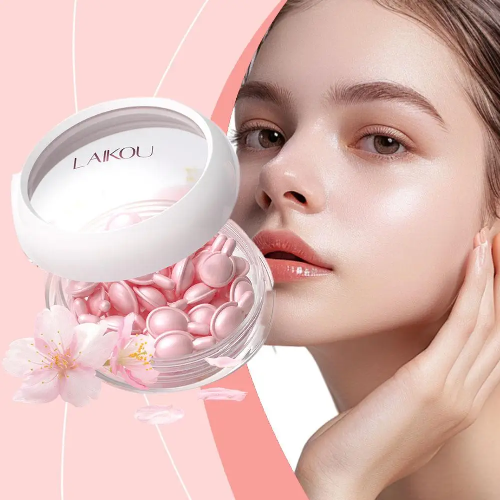 LAIKOU Serum do twarzy Sakura kapsułki nawilżające nawilżające twarz 0.5ml * 30 kapsułek pielęgnacja odżywienie kapsułki naprawcze skóra O9O6