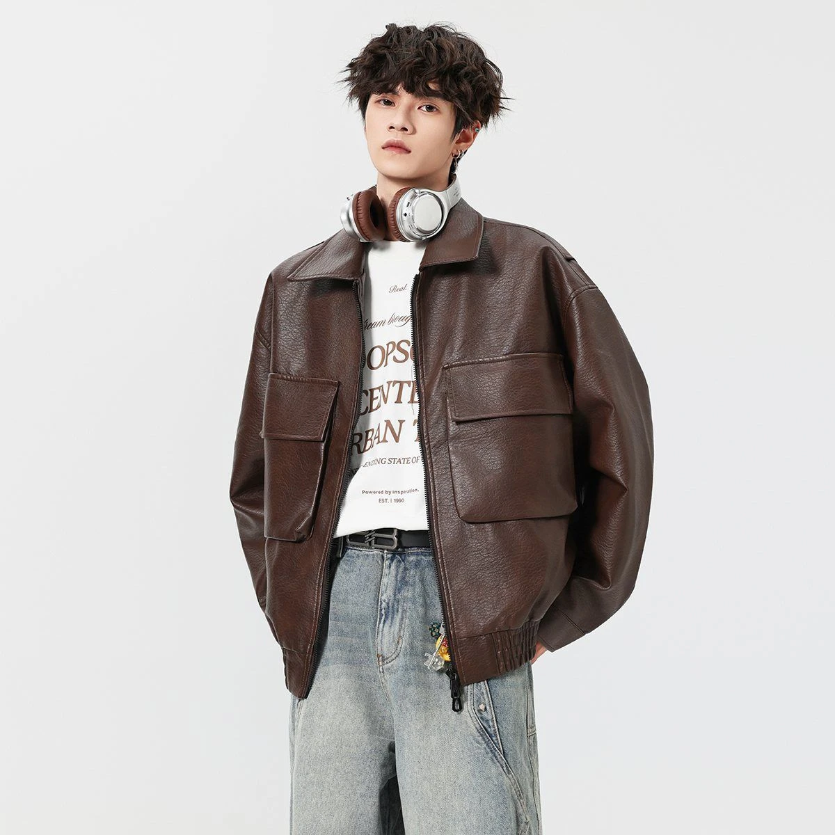 

COMXZ Мужская кожаная куртка 2025 Легкая мотоциклетная куртка в американском стиле Повседневная дорожная ветрозащитная прочная осенняя кожаная куртка