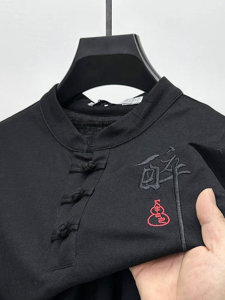 Light Luxury Summer New High Quality Lapel POLO Shirt Business Casual Chinese Style Embroidery High-end Short-sleeved Top