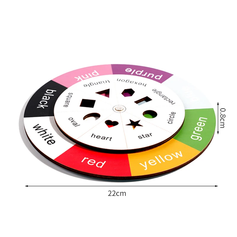 Kleurvormsorteerder Houten kleursorteerspeelgoed Engelse woorden Leren interactief wiel Vroege educatieve cadeaus voor thuis Kleuterschool