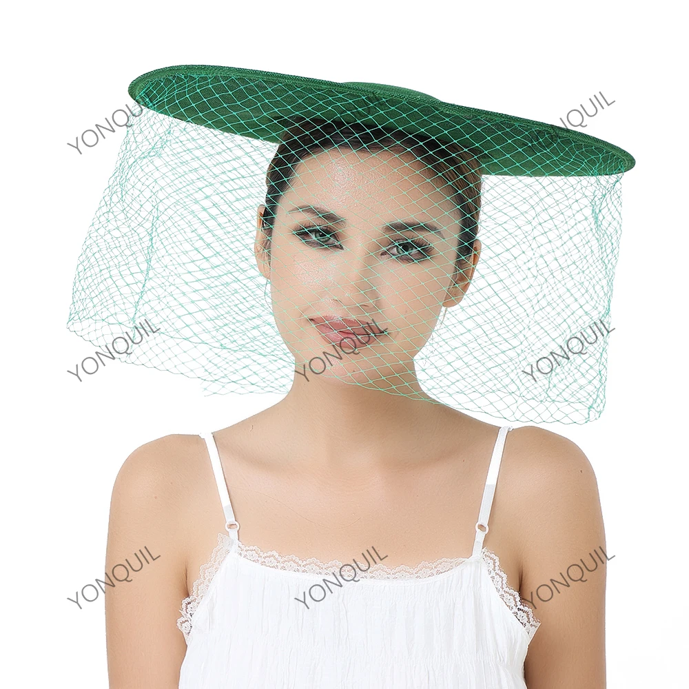 Elegant Wedding bride Big Size satin Fascinator Hat Women Headwear Hair Top Clips Hat Ladies Cocktail Church Party Headdress