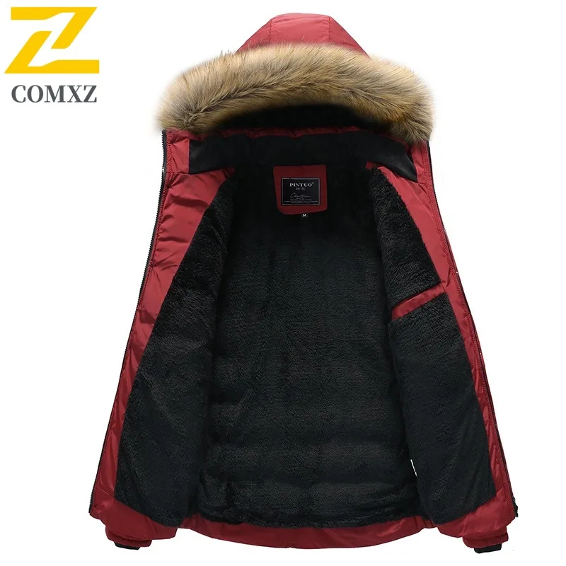 COMXZ Middle Aged Dad Cotton Coat Fleece Lined Thickened Mid Long Thermal Outerwear Senior Casual Daily Wear Cold Winter Weather