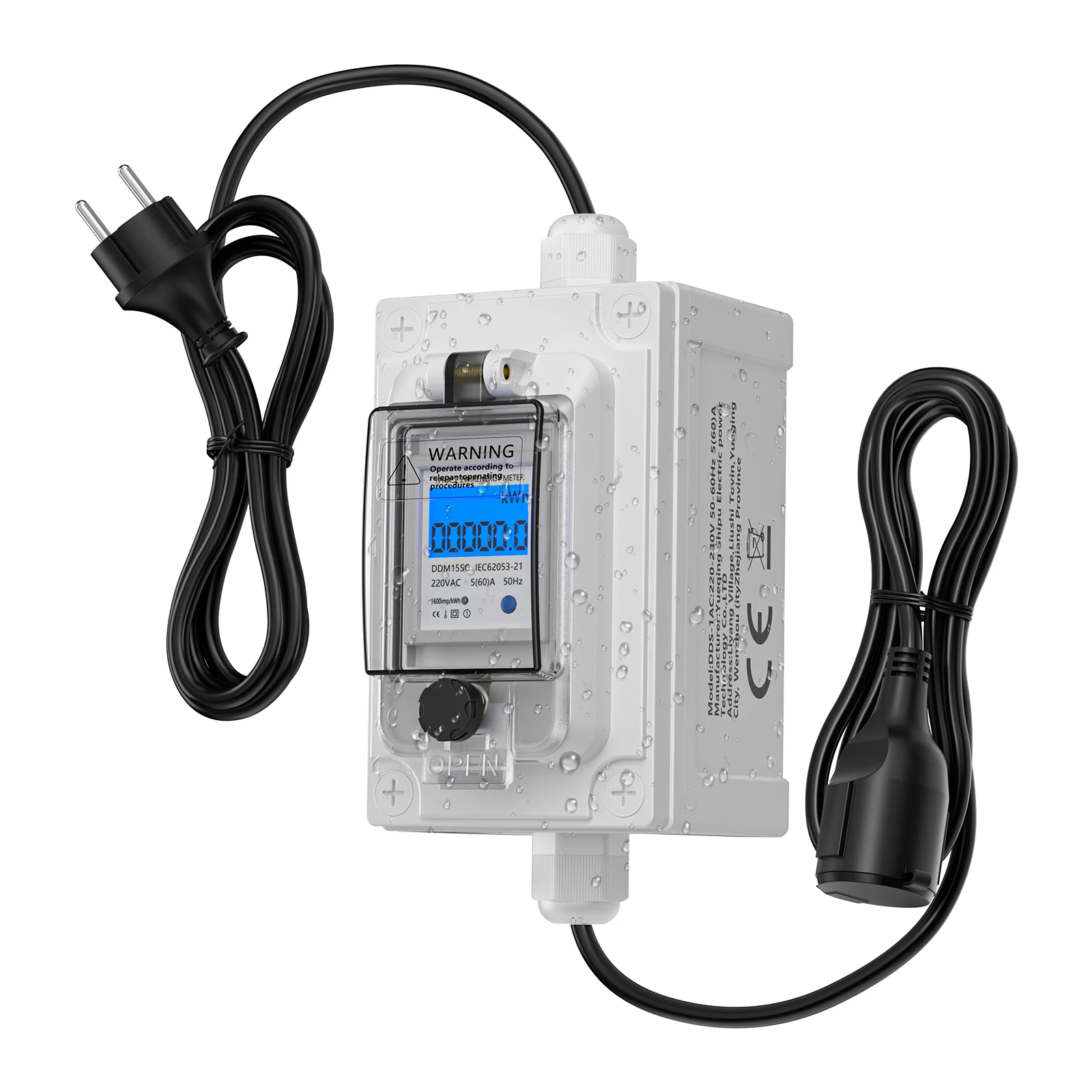 المحمول الرقمية عداد الكهرباء 230 فولت 60A المحمول متر CEE في الهواء الطلق كيلوواط ساعة متر IP67 مقاوم للماء المكونات الصناعية LED السلطة متر