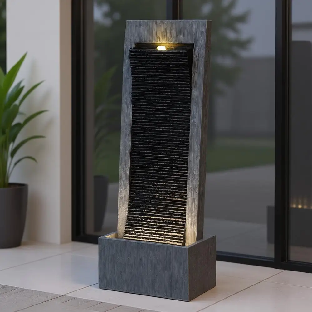

50"H Water Fountains Outdoor, Large Garden Water Fountains and Waterfalls Outside, Indoor Floor Standing Resin Fountain Features