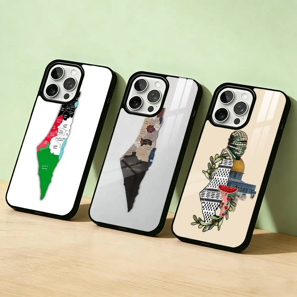 

AAA P-Palestine-es-F-Flag MAP Phone Case Color Silver Shell For IPhone 17 16 15 14 13 12 11 Pro Max Plus