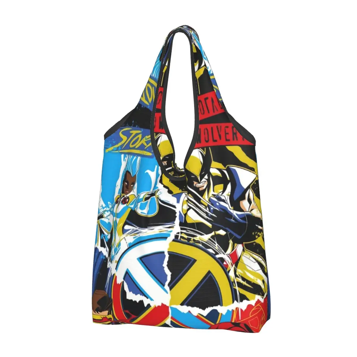 Custom Fashion Printed Disney X-Men Marvel Film Tote Shopping Bags Portable Shopper Shoulder Handbag