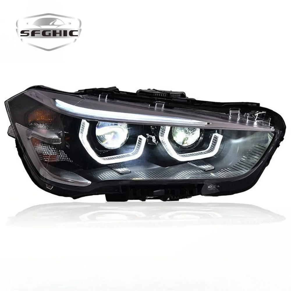 For  X1 16-18 Headlight Assembly Modified Spoon Style Angel Eye Daytime Running Lights LED Lens Headlights Auto Parts