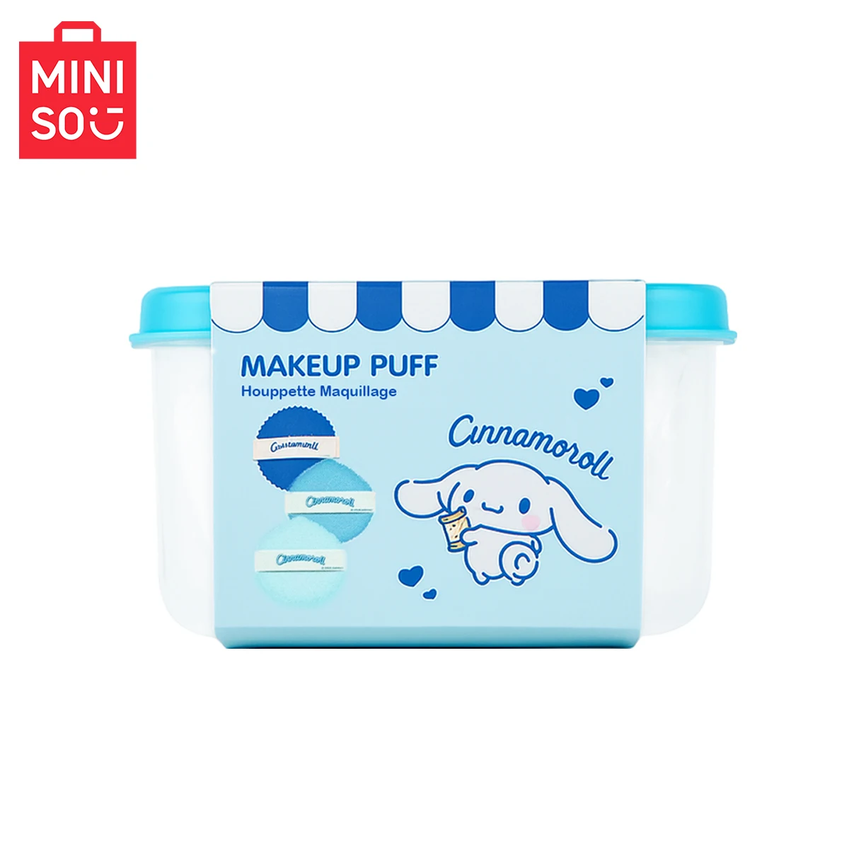 صندوق تخزين الحلوى MINISO GMBH Cinamoroll حزمة مجموعة منتفخة البودرة 3 سهلة الاستخدام للاستخدام المزدوج الرطب والجاف