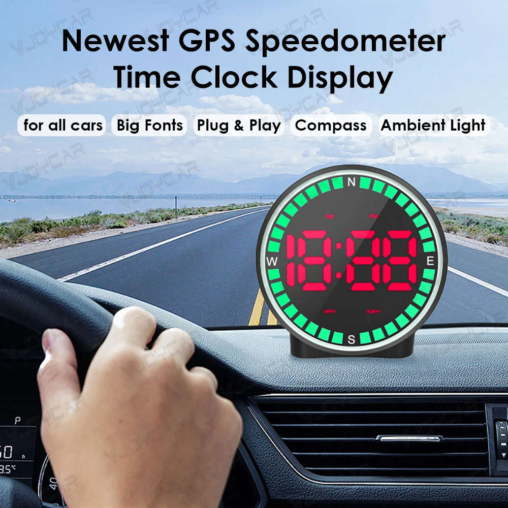 Latest Universal GPS Speedometer Time Clock Digital Head Up Display with Ambient Light Overspeed Alert System for All Cars