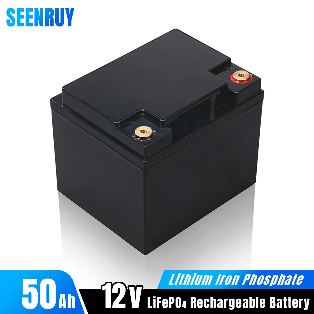 12V 50Ah Lifepo4 Rechargeable Deep Cycle Battery Pack Built-in BMS Optional Bluetooth for Solar Backup Energy Outdoor +Charger