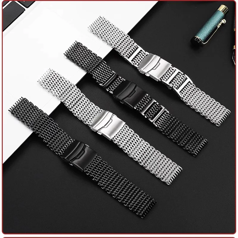 Stainless steelstrap For Tissot 1853 Speed Dare Black Warrior T125.617 Milan Weaving Cool Shark Mesh Strap Universal Steel Strap