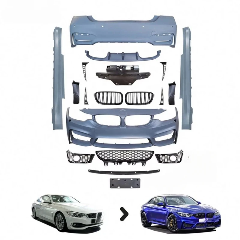 

car Front Rear BumperM4 Style Full Side Skirt 4 Series F32 F33 F36 Upgrade M4 Body Kits