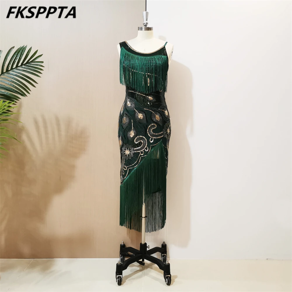 Vestido de noite curto de lantejoulas verde exclusivo para mulheres, bainha assimétrica, vestidos formais de festa, Em estoque, Novo, 2024