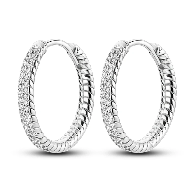 Charms Doppel-Creolen für Frauen, 100 % 925er Silber, kubischer Zirkon, Herz, Stern, Mond, Ohrringe, eleganter Geburtstagsschmuck, Geschenke – Detail 11