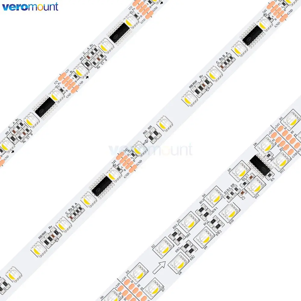 5m DMX512 Pixel LED Strip 5050 RGBCW RGBWW 4 in 1 SMD Full Color External IC UCS512 Programmable Addressable Light 12V 24V DC