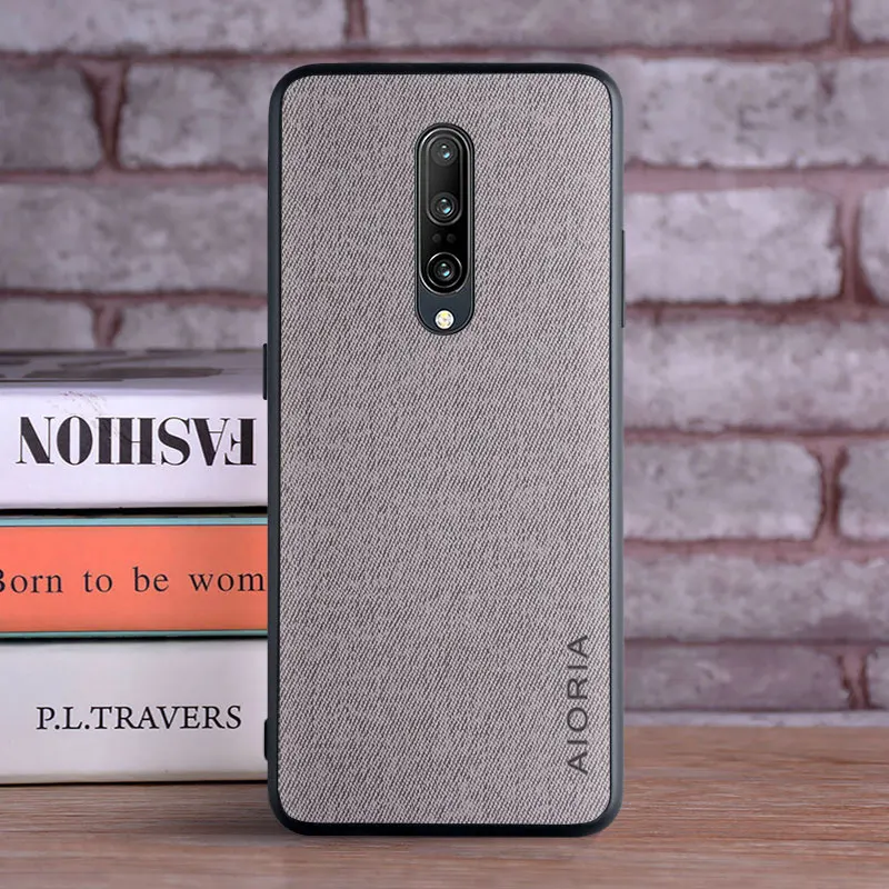 Textile Leather Case for Oneplus 7 Pro soft TPU with back hard PC material camera protection design cover