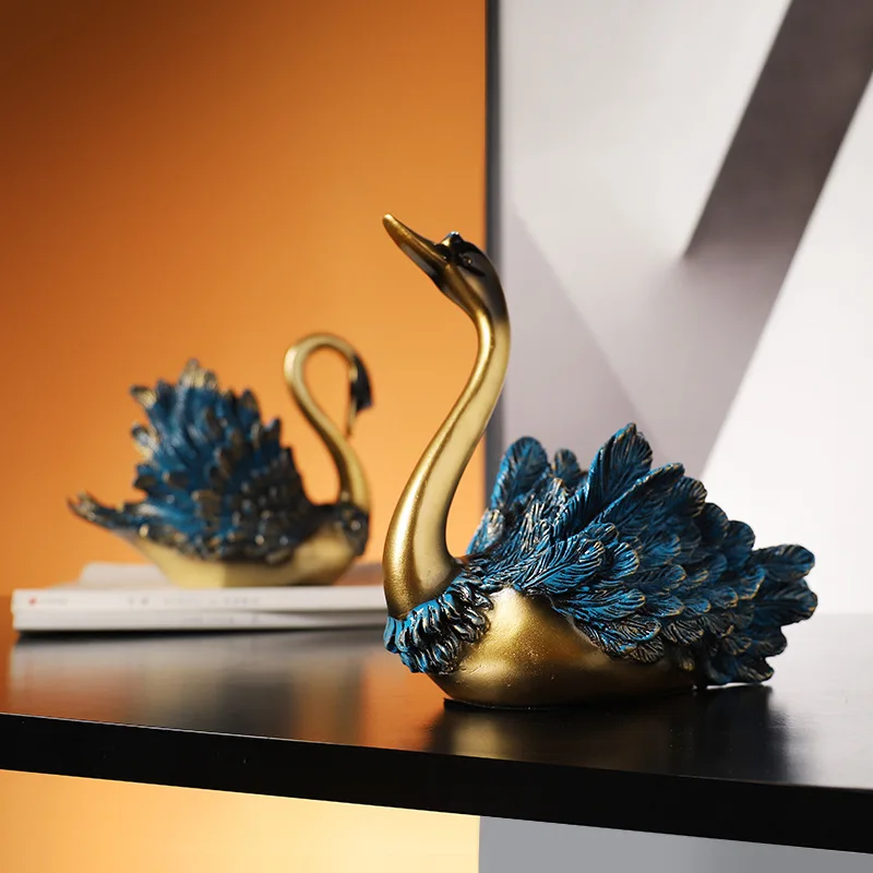 

Nordic Swan Sculpture Craft Modern Office Hotel Home Decoration Accessories Interior Room Cabinet Ornaments Valentine's Day Gift