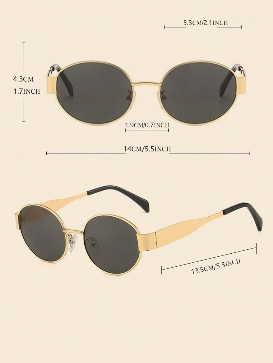 

2 Pairs Womens Metal Frame Oval Fashion Glasses For Daily Wear Beach Accessories