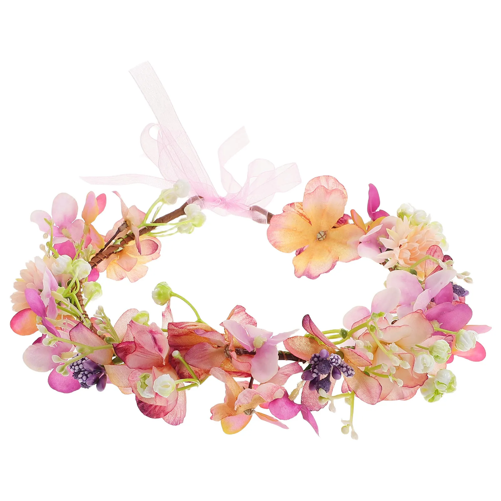 

Элегантная фиолетовая повязка на голову с цветами для невесты, свадебный венок ручной работы в стиле бохо, гирлянда для волос для фотосессий на открытом воздухе, в стиле фейрикор