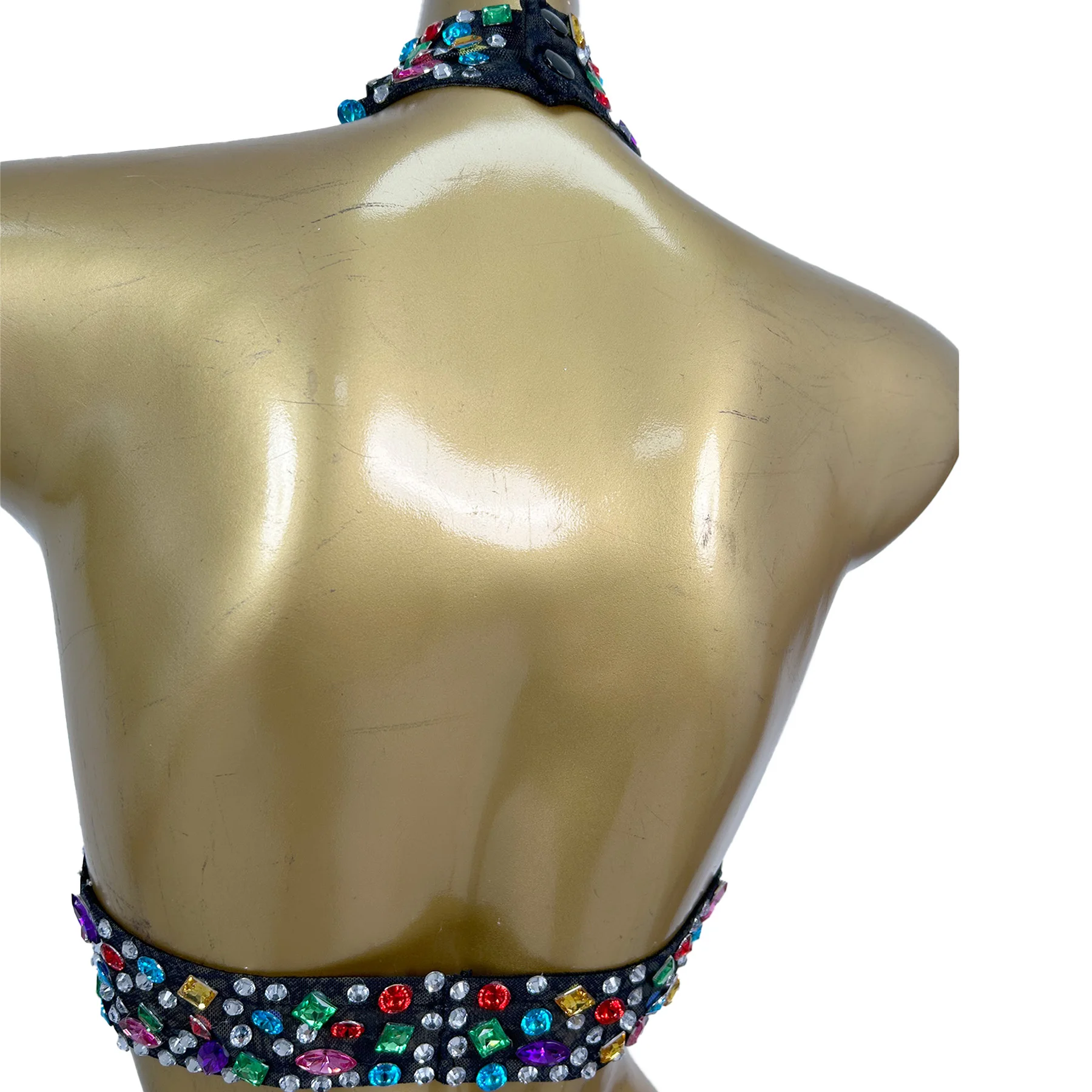 Nihongdeng-vestido Sexy con diamantes de imitación de colores brillantes, vestido colgante con cuello hueco, disfraz de actuación de Bar, vestidos de cóctel y graduación de cumpleaños