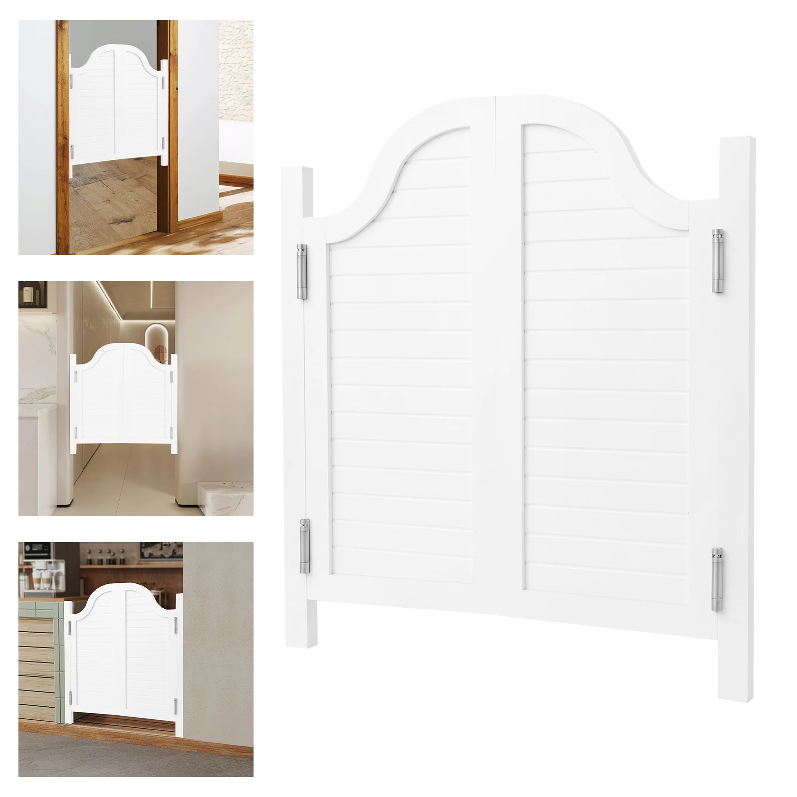 

2 Pcs Pine Wood Partition Door,90x90/70x90cm White/Log Color Horizontal Stripe Swing Solid Wood Door Thickness 35mm for Cafes