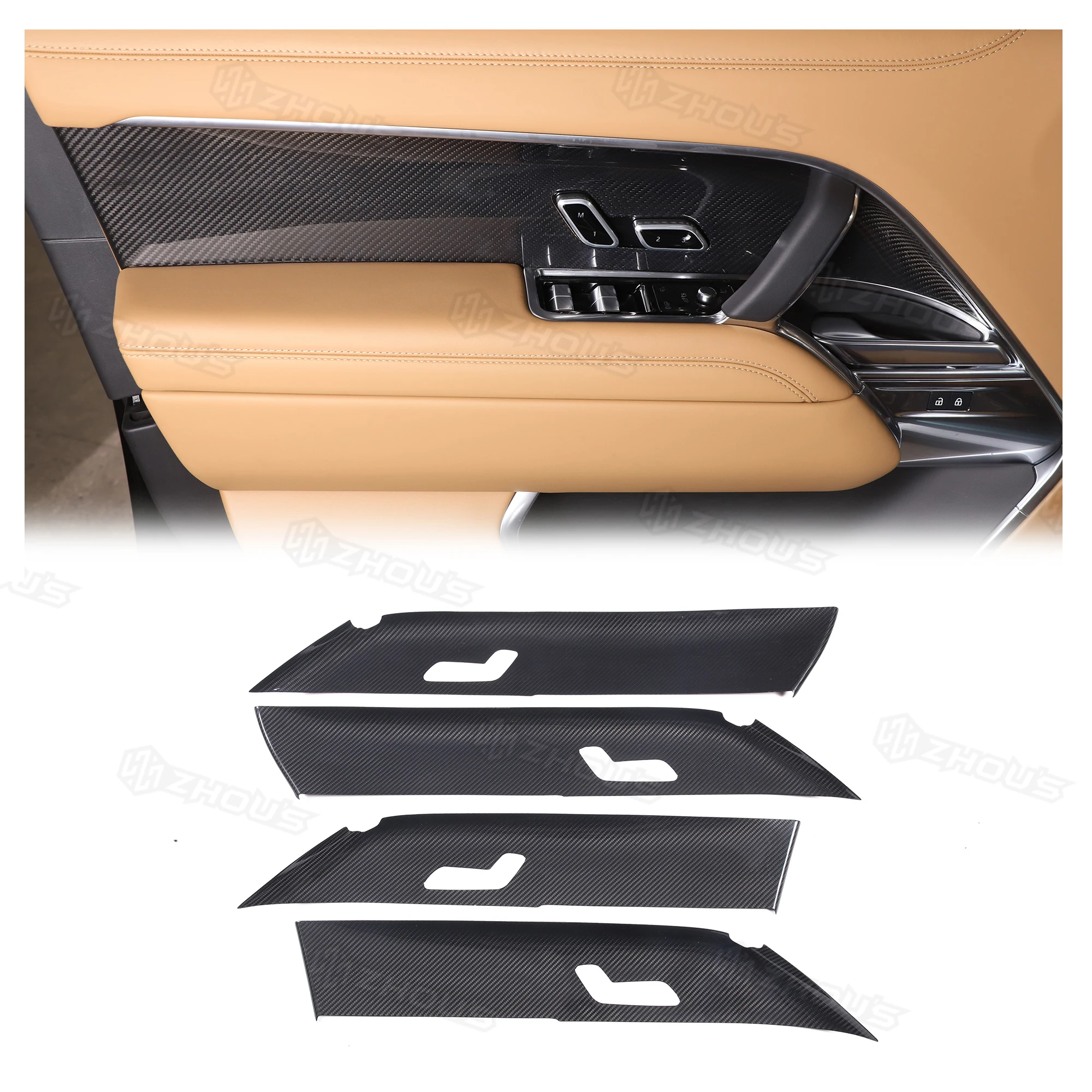 

Car Accessories Interior Decoration Carbon Fiber Interior Door Handle Chroe Panel Pull Trim Cover