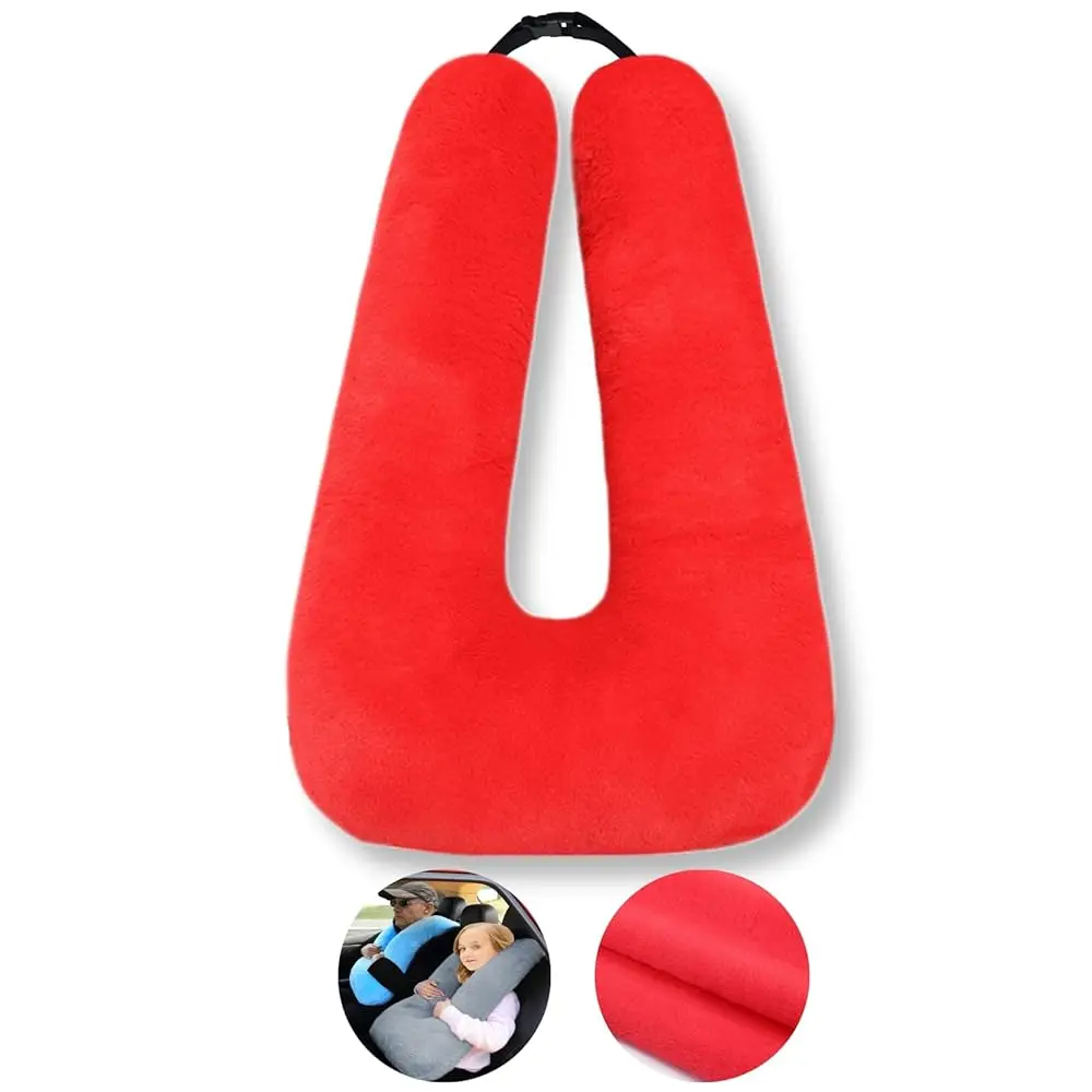 

Travel Pillow Car Pillow Kid Car Sleeping The Sleeping Aid for Adults and Kids on Road Trips Kids Travel Pillow Red
