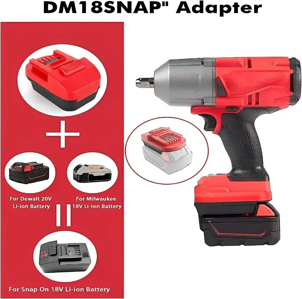 Imagem -03 - Adaptador de Bateria para Dewalt 18v 20v Max Milwaukee 18v Conversor de Bateria Li-ion para Snap-on Furadeira Dm18snap